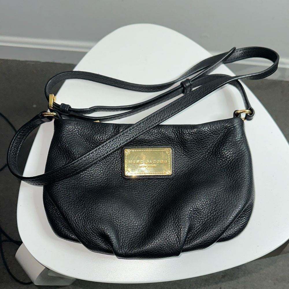Marc Jacobs Black Crossbody Bag with Gold Accents